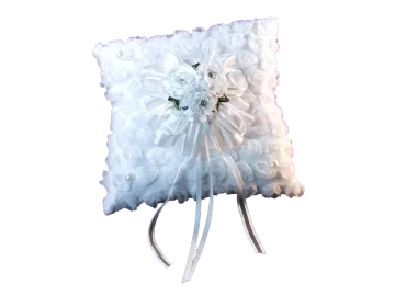 Model Brügge - Ringcushion square white with roses